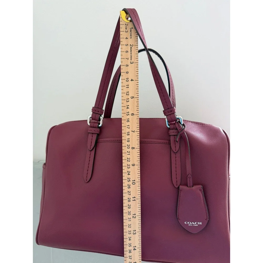 Coach Nancy Peyton Satchel Handbag Saffiano Professional Leather Berry Pink Chic
